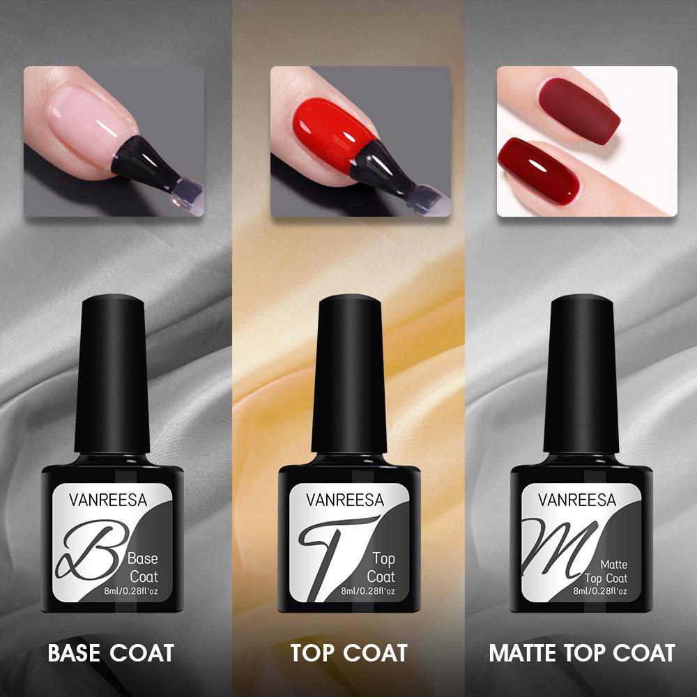 VANREESA Набор гелей для ногтей, 6 цветов, гель-лак для ногтей, замачиваемый гель с матовым базовым верхним слоем, набор для дизайна ногтей