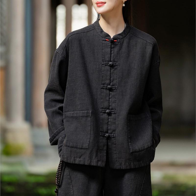 Johnature Женские зимние плюшевые теплые пальто в китайском стиле с длинным рукавом