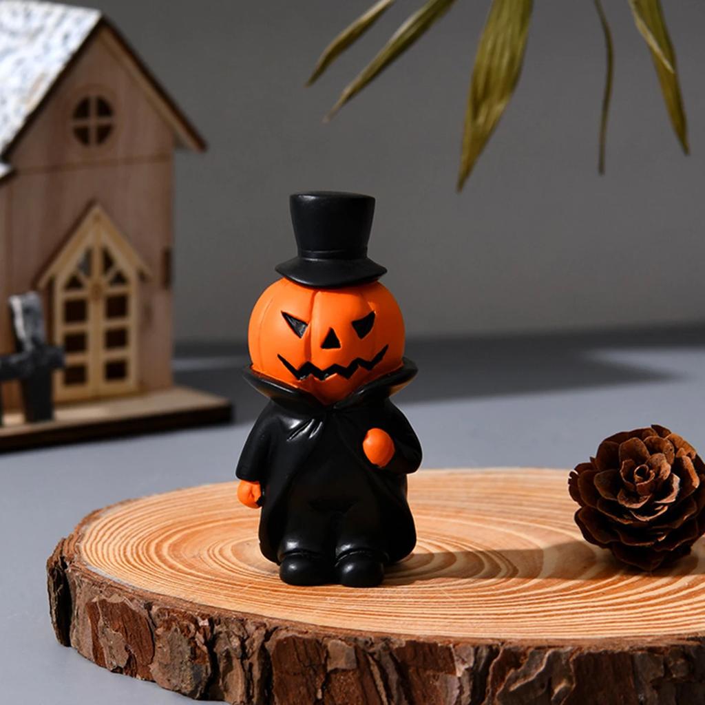 Cute Halloween Decor Set Mini Ghost Pumpkin Witch Demon Resin Figurines for Home Tabletop Party Decoration Gift Party Ornament