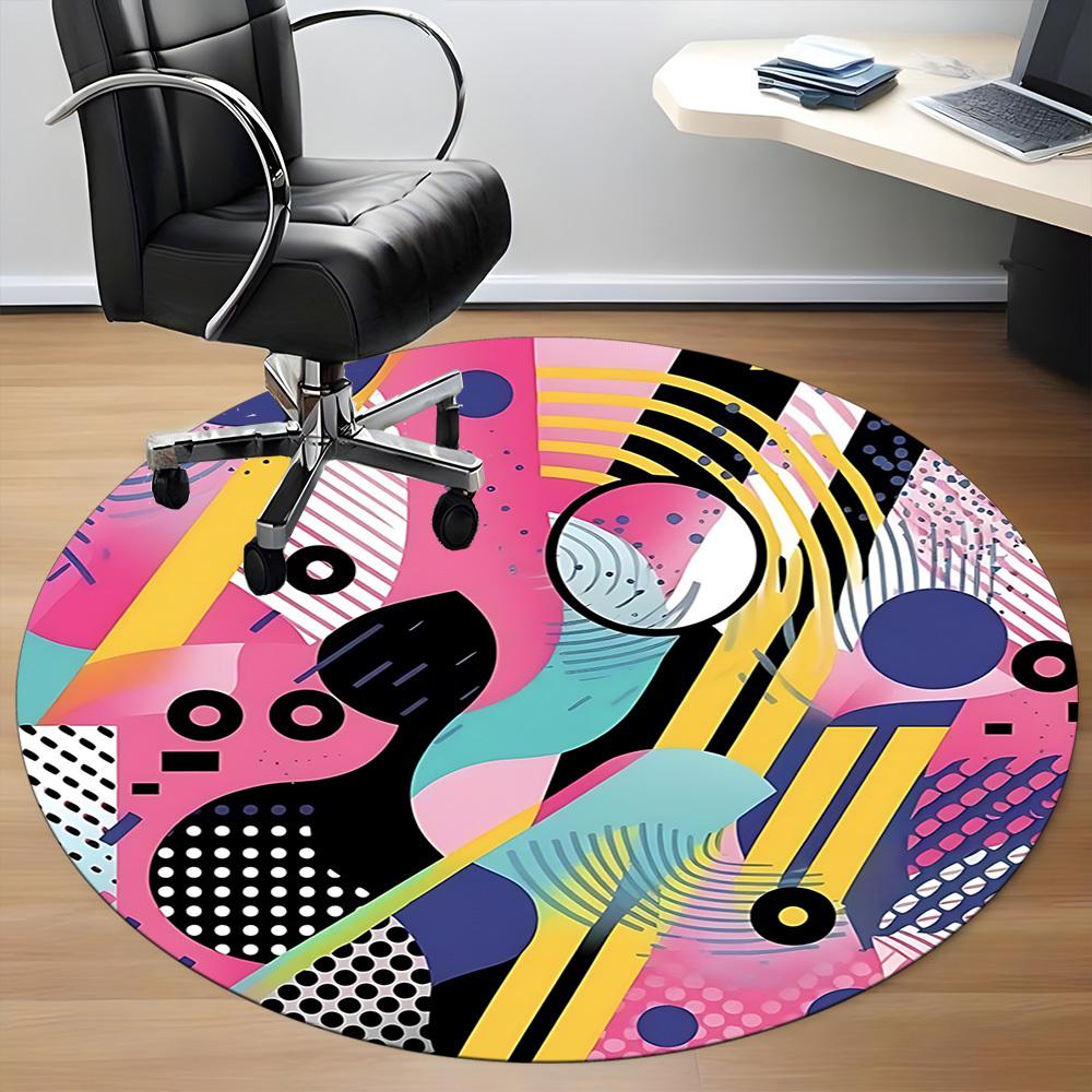 1pc Abstract Art Print Chair Carpet for Office Non Slip, Lightweight, Machine Washable Rug for Office Holiday Decor