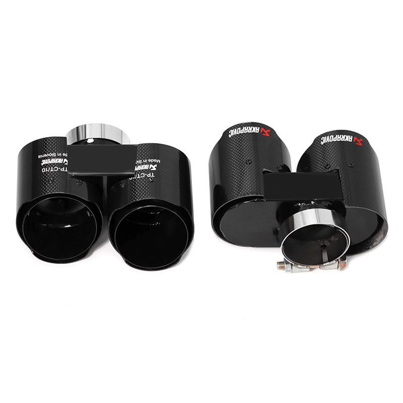 Квадракромированные выхлопные трубы из нержавеющей стали и черного углеродного волокна для BMW 4 серии (425, 430, G22, G26) - Не требуется резка/сварка