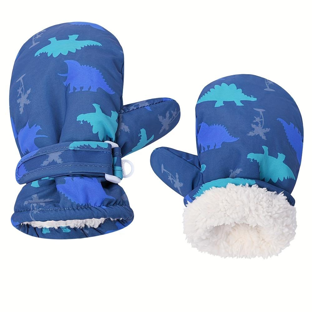 1 пара детских варежек, зимние уличные быстросохнущие перчатки для мальчиков и девочек, легко надеваемые бархатные теплые варежки для детей