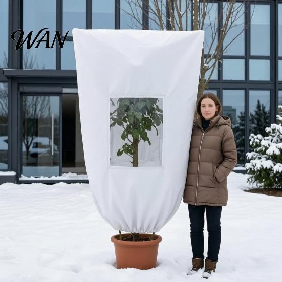 Reusable Frost Blanket for Outdoor Plants Plant Protection Cover with Viewing Window, Extra Thick Non-woven Winter Protective Gardening Blanket, Wind