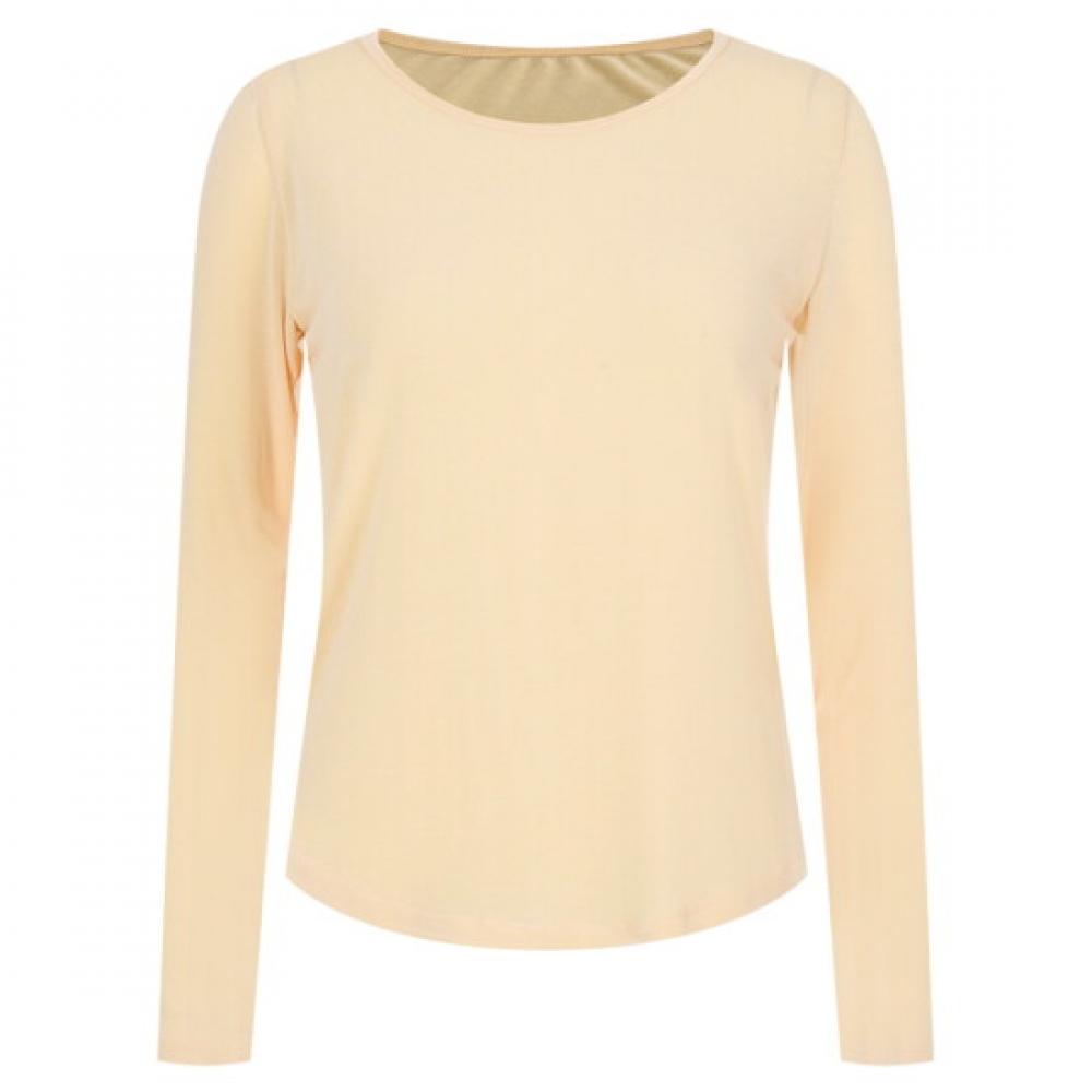 Shop Women Round Neck Inner Spandex Silky Long Sleeve T shirT Dai Wsh 20384 Ye