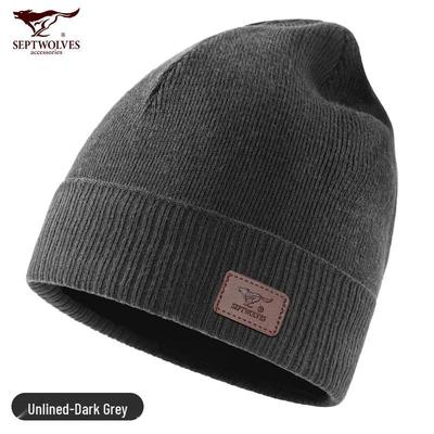 Мужская теплая вязаная шапка-бини Septwolves