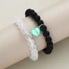2Pcs Handmade Crown Beaded Charms Bracelet Luminou Heart Glow In The Dark Couple Bracelet For Lover Men Women Fluorescent Gift