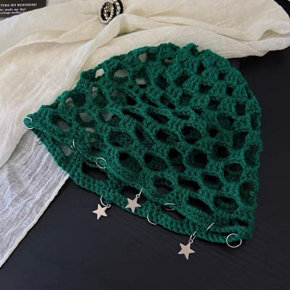 Breathable Knit Brimless Knitted Cap Star Pattern Hollow Star Cap Bohemian Head Wrap Casual Wear