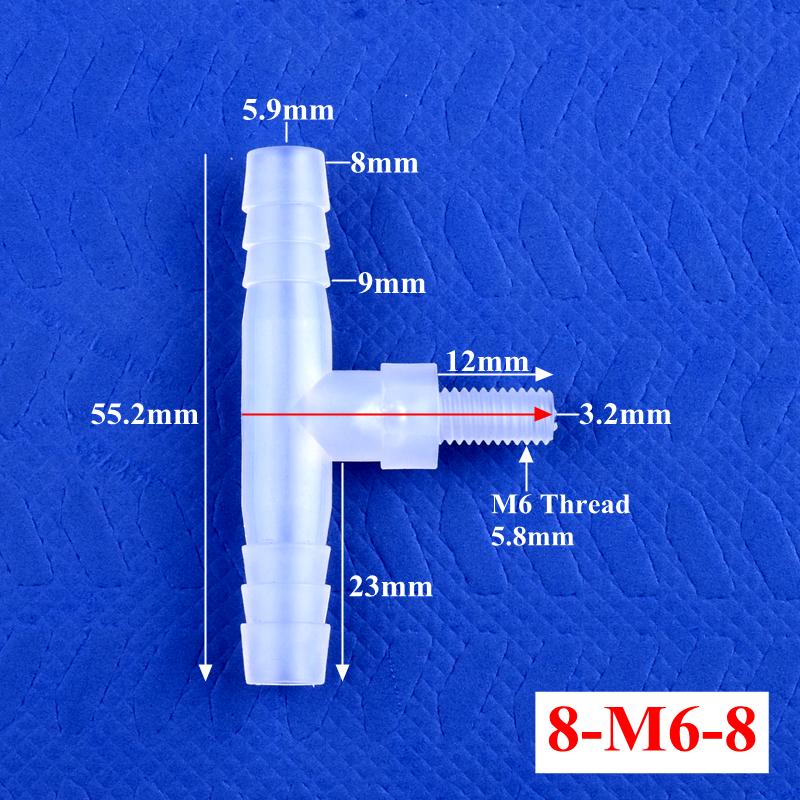10Pcs/lot M6~M12 Male Thread Tee Connector 2~10mm 3-Ways Connectors Aquarium Tank Hose Pagoda Joints Air Pump Adapter Garden Water Pipe Joint