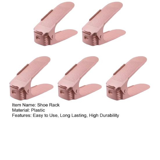 5Pcs Adjustable Shoe Stacker Shoe Slots Organizer High Durability Easy To Use Double-Layer Design Shoe Rack Holders