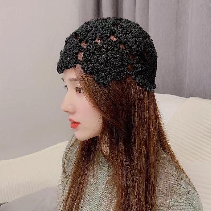 Цветочная вышивка крючком ажурная вязаная шапка французские ретро-аксессуары для шапочки