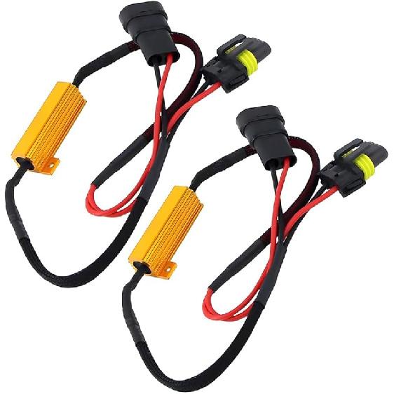 BESULEN 2PCS H7 Car LED Resistor Kit, 50W 6Ohm Vehicle Headlight Anti Flicker Error Decoder, Auto Fog Turn Signal Bulb Load Resistor Relay Harness