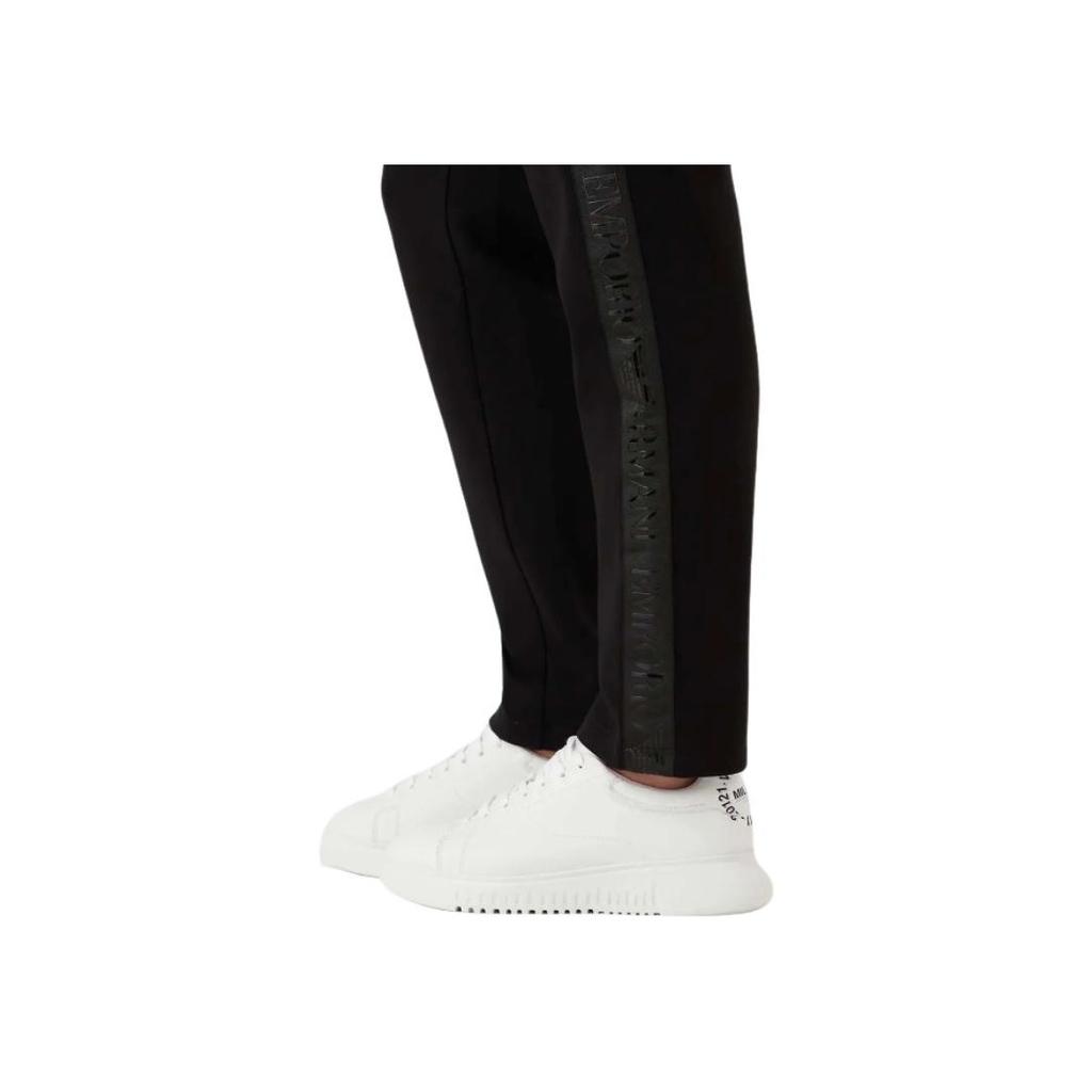 Emporio Armani Спортивные брюки с тканым эластичным поясом на средней посадке, вязаные, с логотипом-буквой, женские, черные 6L2P6C-1JHSZ-0999