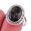 Натуральный Черный Медный Бирюзовый Драгоценный Камень 925 Проба Цельное Стерлинговое Серебро Кольцо S.8 t8b01
