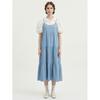 [Shop  ] Women S Strappy 3 Tier Cancan Denim Blue Long dreSS mSe Wdr 21185 Light Blue