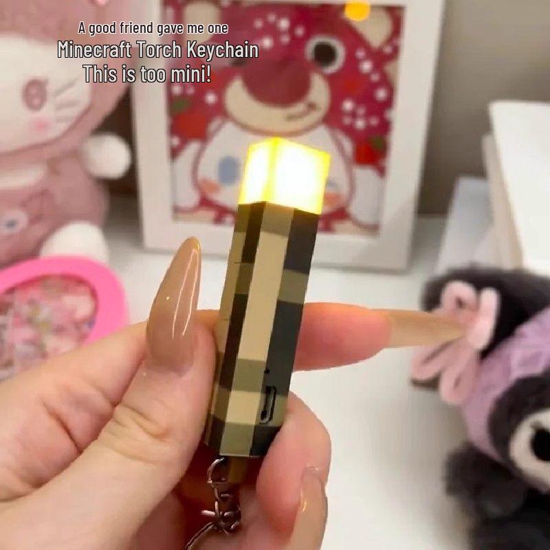 Minecraft Elements 7-Color Torch Light Keychain and Backpack Pendant with Always-On Feature