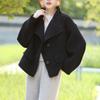 Women's Petite Double-Faced Cashmere Coat - Short Stand Collar, Pure Wool, Loose Slimming Fit for Autumn/Winter