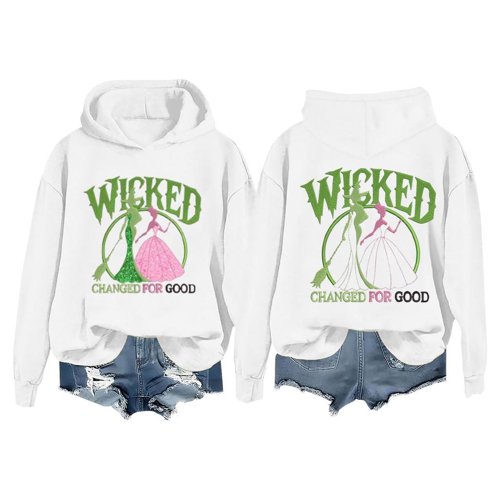 Женская повседневная толстовка с капюшоном и принтом ведьмы с длинными рукавами