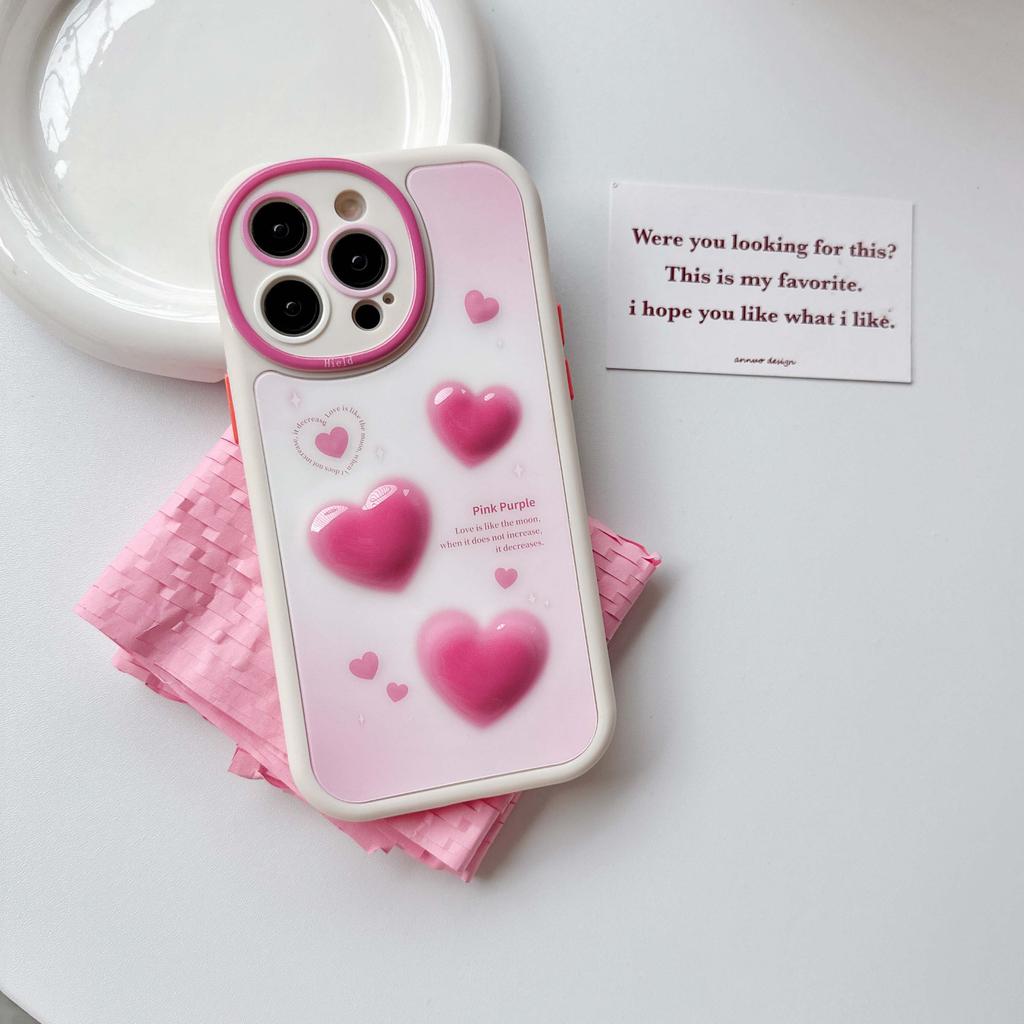 Ins 3d Pink Love оригинальный противоударный чехол для телефона с сердечками для Iphone 13 12 11 Promax 14 Pro Max Защитный чехол Fundas Capa
