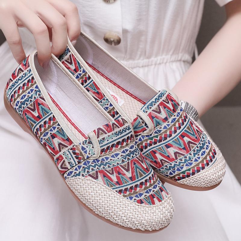 Spring and Autumn Shoes Single Shoes Canvas Shoes Casual Women's Shoes Comfortable Non-slip Fisherman Shoes One Stirrup Cowboy Bottom