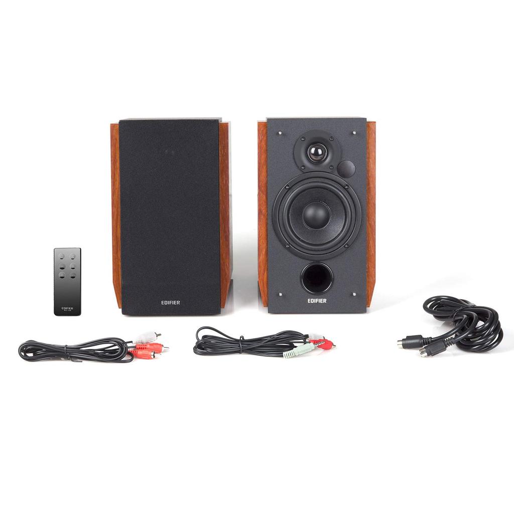Edifier R1700BT Bluetooth Active Speaker 66W Amplifier Tweeter and Wooden Classic Red Brown Bookshelf/for PC/PS5/TV, Output, Built-in - 0.75" 4"