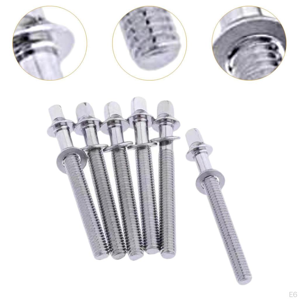 6 Pieces Drum Tension Rods Lug Bolts Screws for Percussion