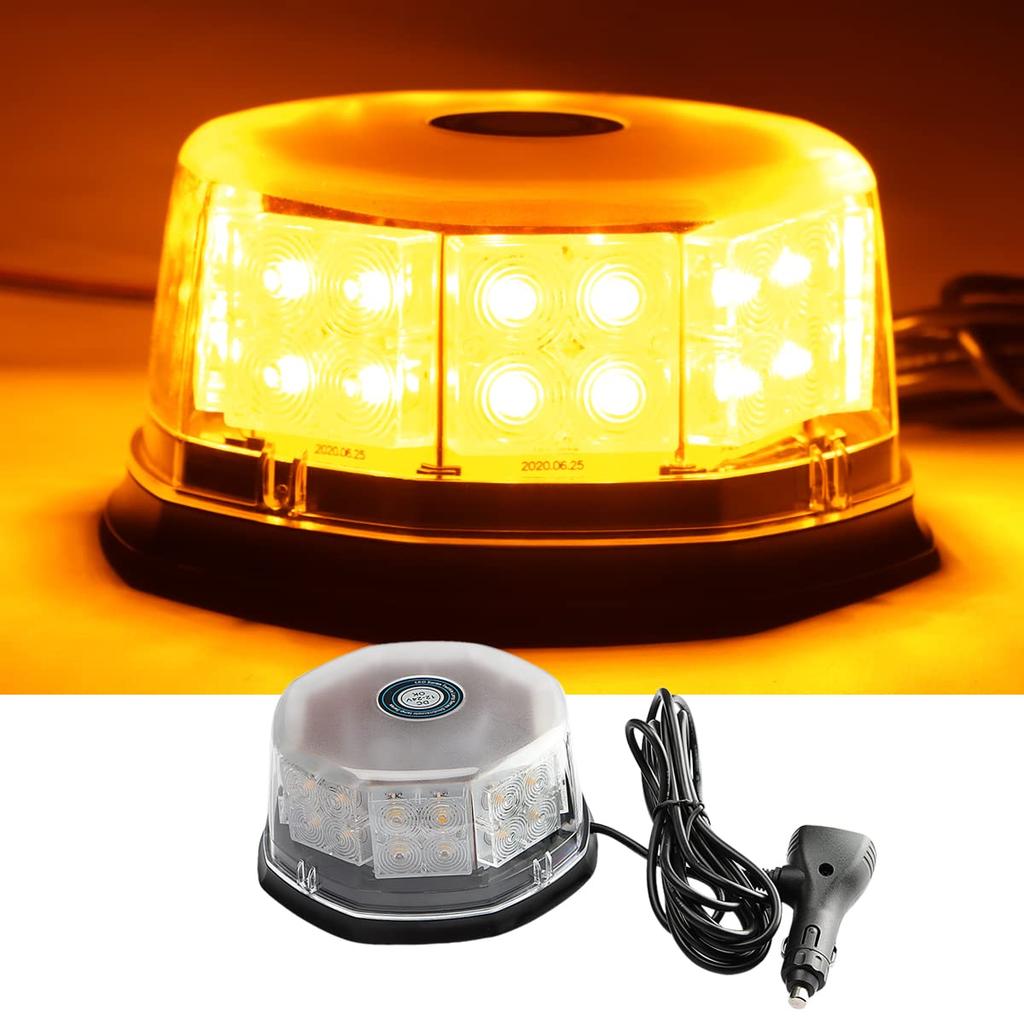 Rotating Light Lamp Yellow Light Flash Beacon 12V24V 32 LED Warning Light 40w Emergency Lamp Waterproof Warning Light Emergency Light Signal Light