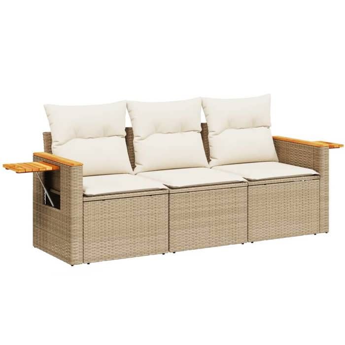 VidaXL Salon de Jardin avec Coussins 3 pcs, Canapés de Terrasse, Ensemble de Meubles de Patio, Mobilier d'Extérieur, Beige 3226597