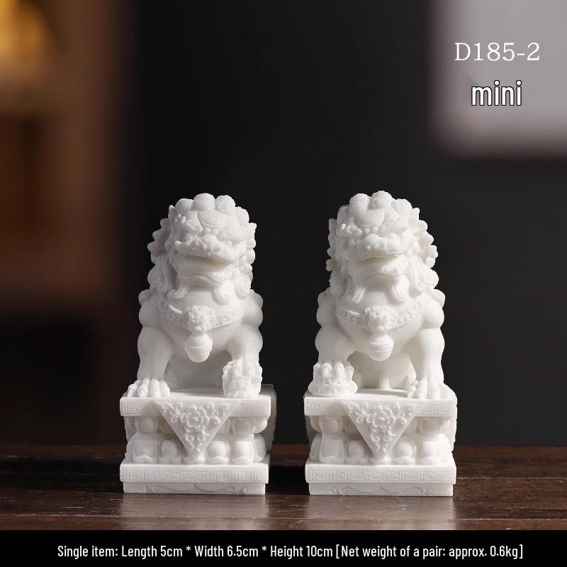 Chinese Green Sandstone & White Marble Lion Ornaments for Fish Tank Decoration