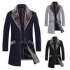 Mens Fur Collar Long Parkas Wool Jacket Winter Coat Outwear Trench Overcoat