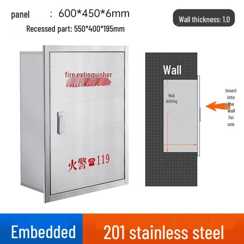 Утолщенный recessed ящик для огнетушителя из нержавеющей стали