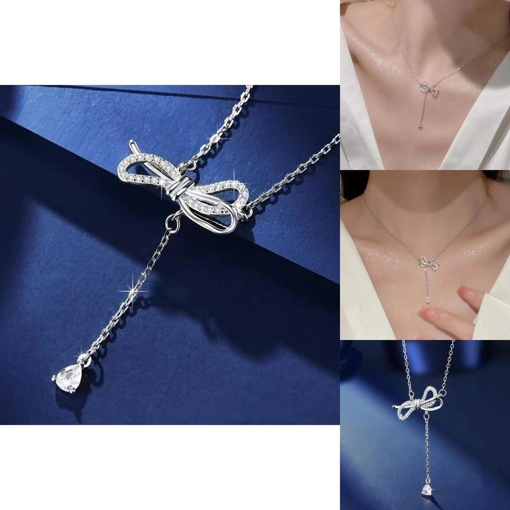 High-grade Alloy Sweater Chain With Trendy Bow And Tassel Design Perfect Birthday Gift For Her
