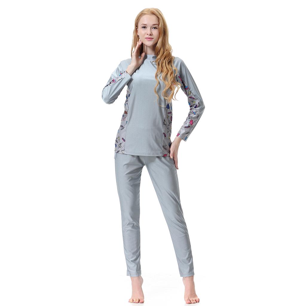 Женский мусульманский купальный костюм больших размеров с шапочкой, мусульманский купальник с принтом, пляжная одежда из 3 предметов, консервативный, высокоэластичный женский купальник