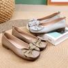 Flat Shoes Women's 2025 Spring New Square Head Shallow Mouth Bow Women's Single Shoes Comfortable Soft Sole Not Tired Feet Egg Roll Shoes