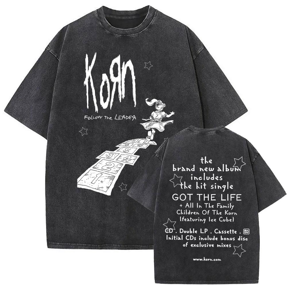 Новая Стирка Винтаж Альтернативный Ну-Метал Рок-Группа Korn Принт Футболка Мужская Оверсайз Футболки Мужская Мода Футболки Yk Уличная Одежда
