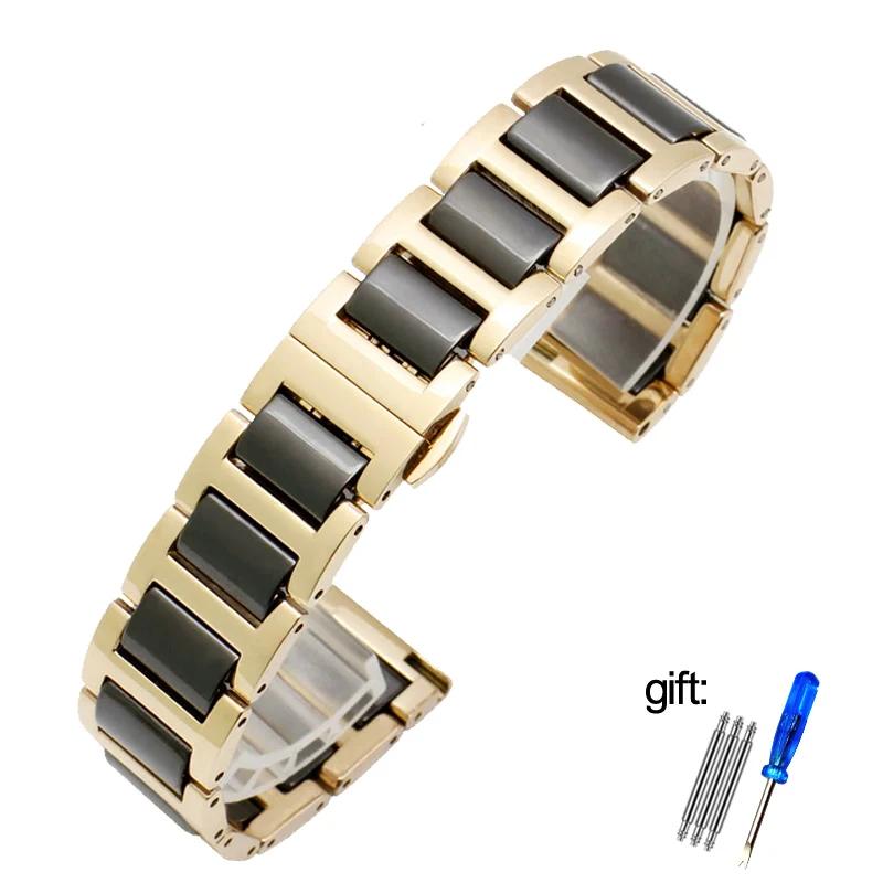 Для Rossini DW Armani Huawei B5 B6 ремешок для женских часов из высококачественной стали и керамики 14 мм 16 мм 17 мм 18 мм 19 мм 20 мм 21 мм 22 м