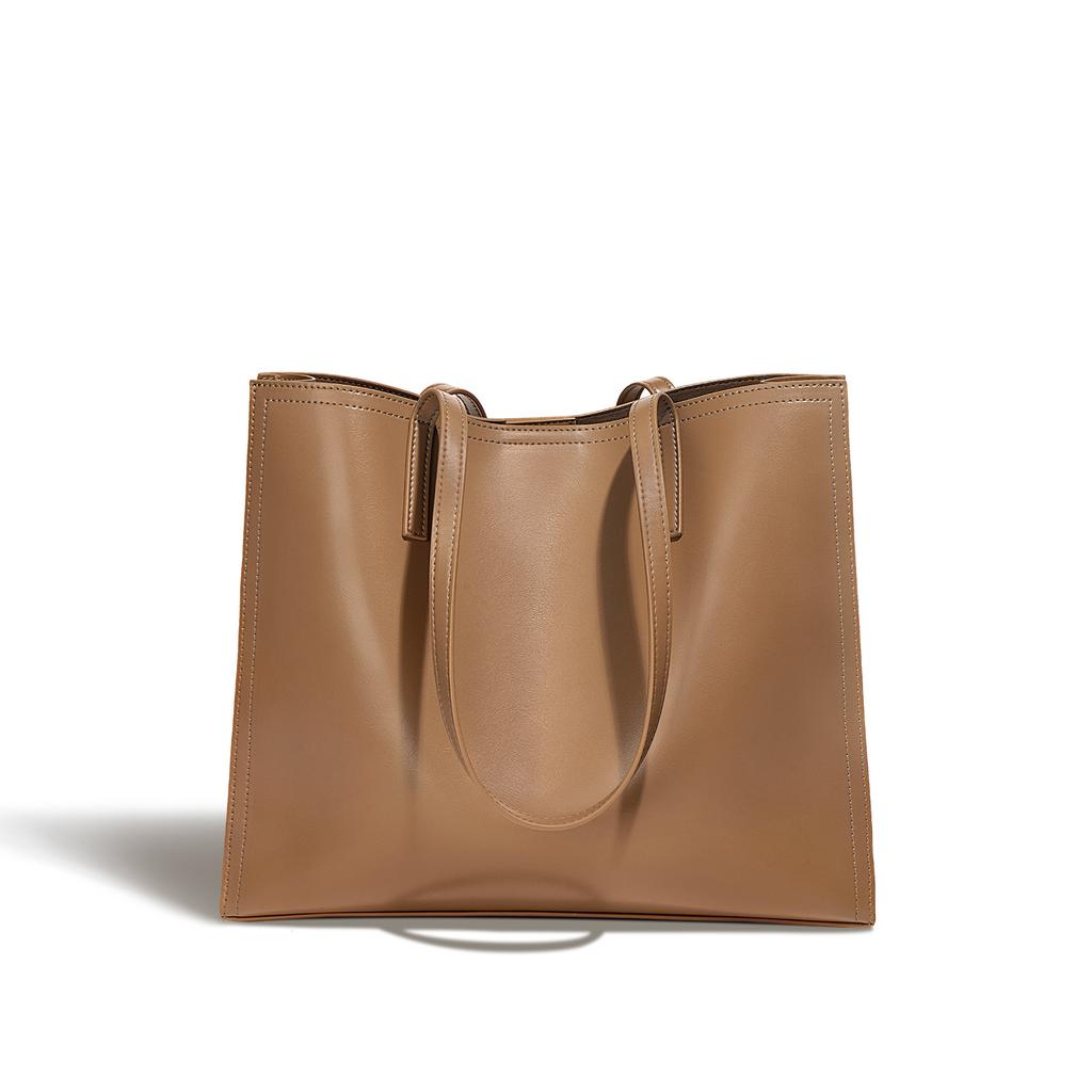 Нишевая сумка-тоут из коровьей кожи, женская сумка через плечо для работы большой вместимости, кожаная сумка