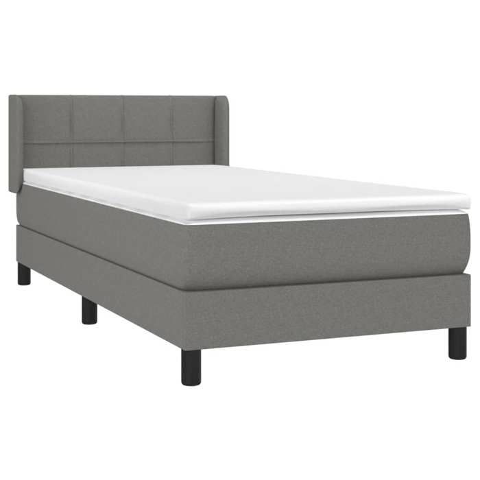 Maison Exclusive - Sommier à lattes de lit et matelas Gris foncé 90x190 cm Tissu