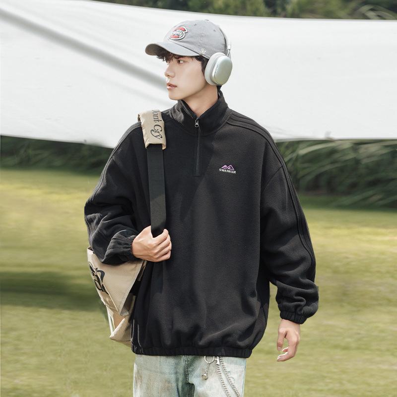 Свитер мужской пара осень и зима вышитые буквы регулируемый полувысокий ворот плотный пальто