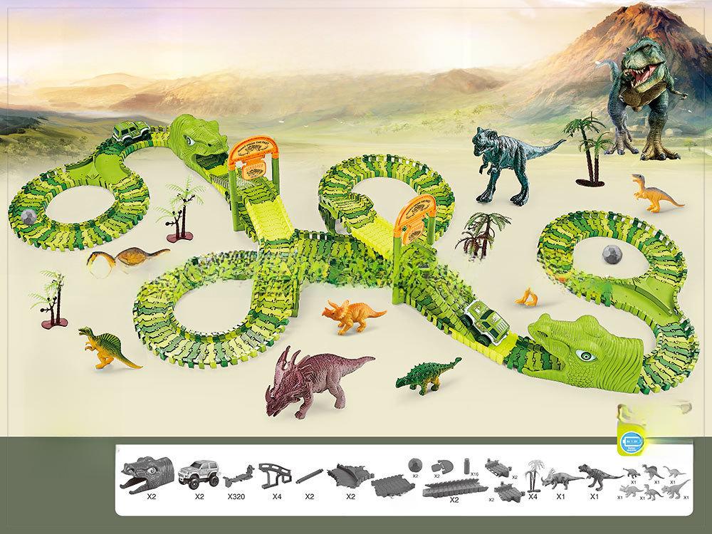 Электрическая игрушка-трековая трасса для динозавров с колесом обозрения для детей