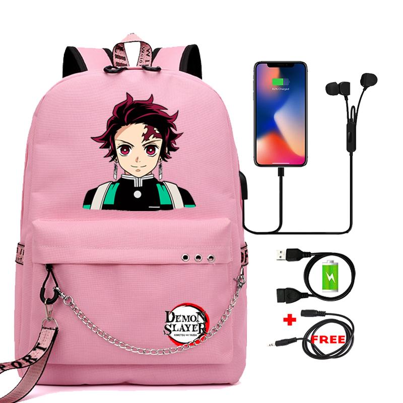 Школьная сумка с героями мультфильмов для взрослых, аниме-рюкзак, истребитель демонов Nezuko Kawaii, большая вместимость, манга для путешествий, ежедневные сумки для книг для девочек