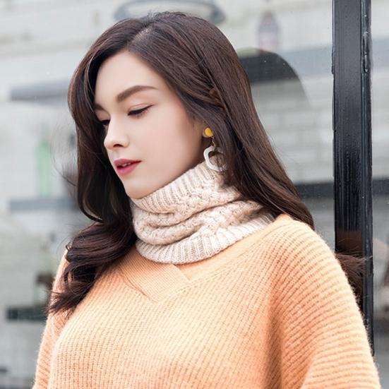 Winter Neckerchief Soft Windproof Fabric Velvet Lining Thickened Knitting Scarf Cold Weather Neck Warmer