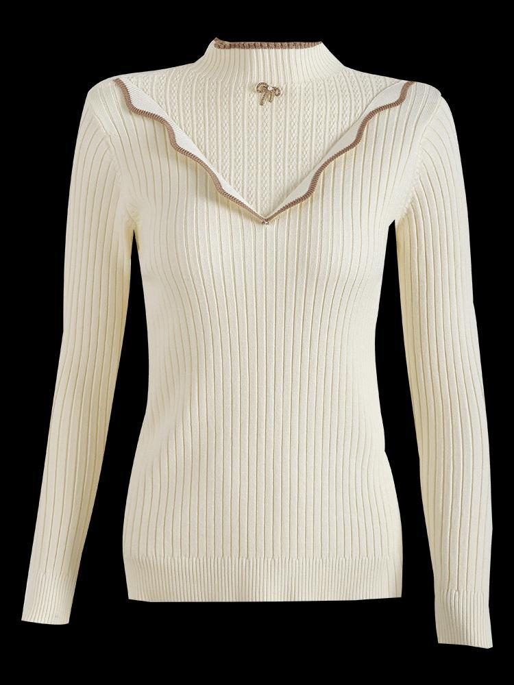 Half High Neck Women's Sweater Autumn and Winter Fashion Slim Knitted Sweater Long Sleeved Pullover Sweater