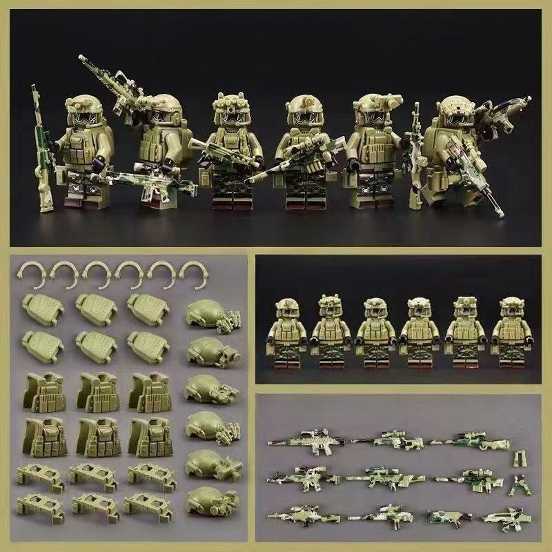 Military Special Forces Minifigures Building Blocks SWAT Ghost Commando Police Soldiers Army Action Figure Weapons Bricks Kids Toy Birthday Gifts