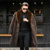 Mink Imitation Leather Coat Male Imitation Fishing Mink Men's Whole Mink Casual Business Fur Long Section Mink Velvet Fur