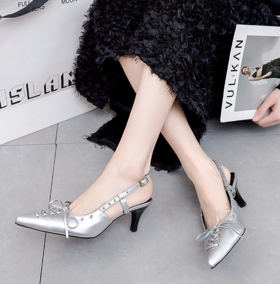 Pointed Toe Pumps Sandals Ladies High Heels Shoes Female Summer Shallow Fashion Lace Up New In Elegant Woman Heeled Shoes 2026
