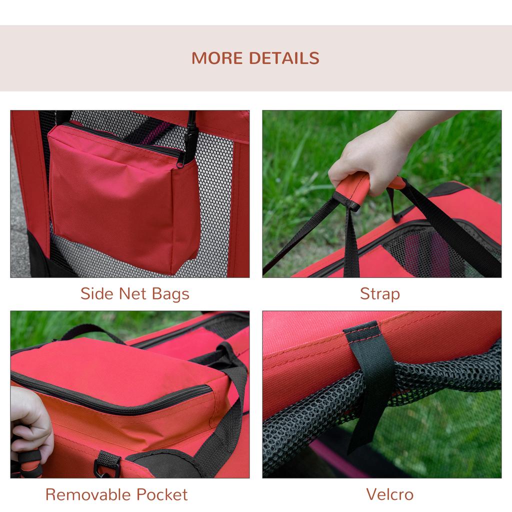 Foldable Pet Carrier for Small and Miniature Dogs, Portable Cat Carrier Soft Side Pet Travel Crate with Removable Mat, Storage Bags