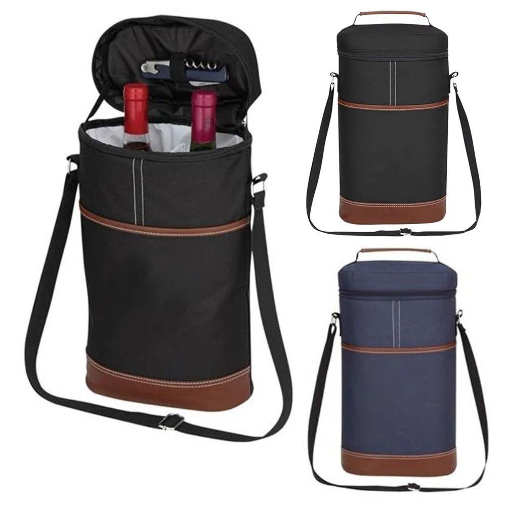 Two-bottle Wine Bottle Insulation Bag Portable Wine Bottle Storage Pouch  Beach Activities