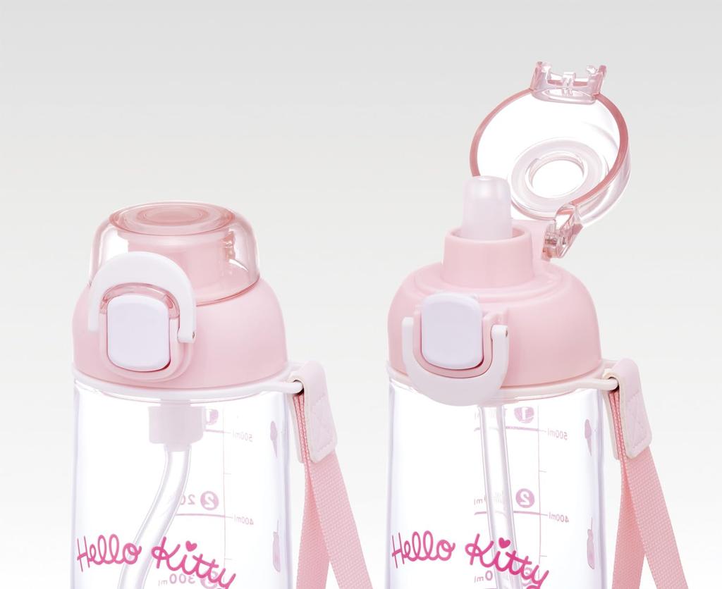 Бутылка-поилка для скейтера, прозрачная, с Sanrio Hello Kitty PSHPO668145, с кнопкой, 630 мл, для детей, ремешок, дизайн,
