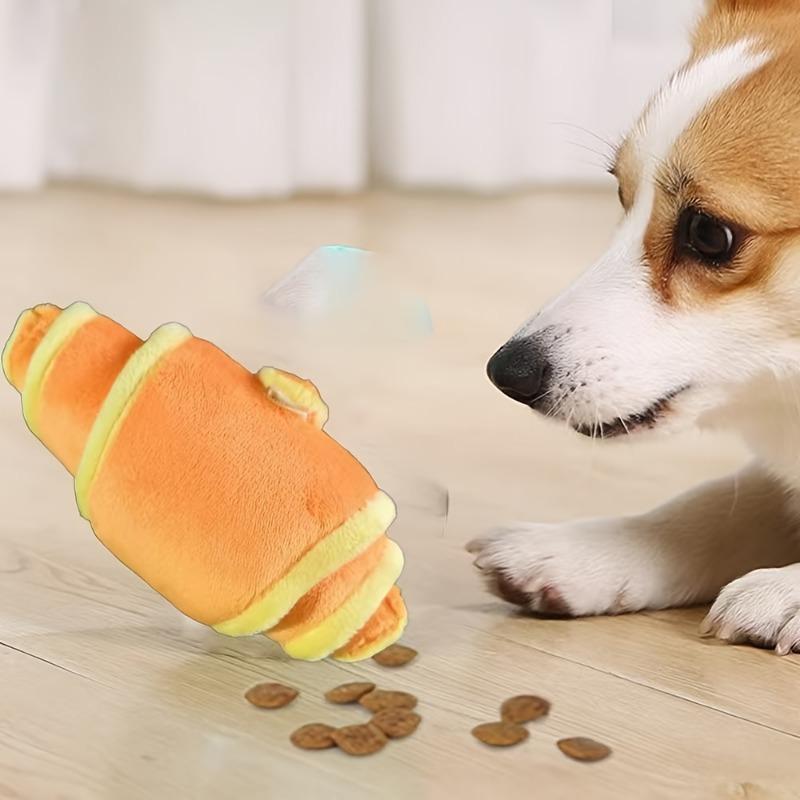 Croissant Shaped Snuffle Dog Toy Interactive Treat Hiding Plush Pet Toy