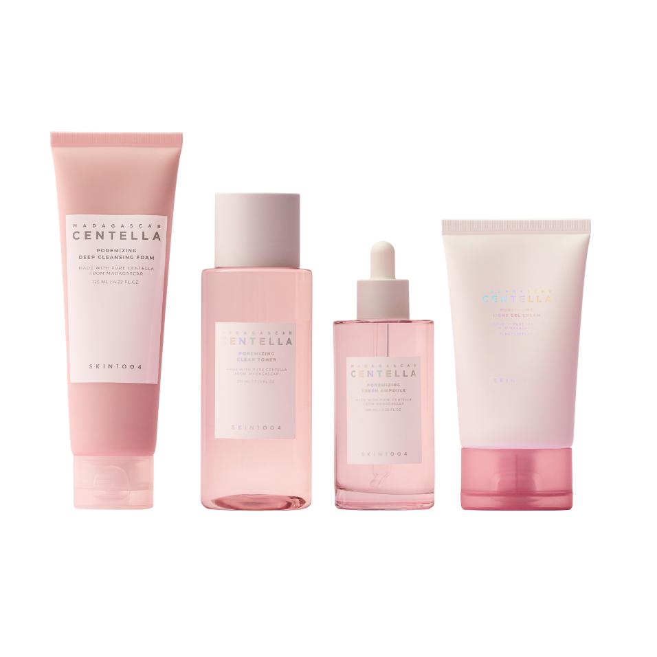 Skin1004 Набор Madagascar Centella Poreminizing 4-Step – Глубокое очищение пор и контроль себума с розовой глиной и центеллой азиатской, корейский